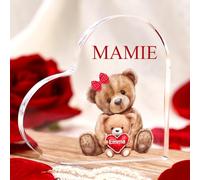 Cadeaux Maman Plaque Acrylique Personnalisée Cœur avec Noms Enfants pour Mère, Mamie, épouse, Cadeaux de Fête des mères, Cadeaux Anniversaire Maman, Meilleurs Cadeaux de Maman