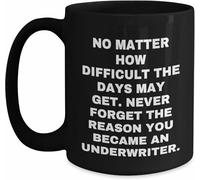 Cadeaux motivants inspirants : tasse à café Underwriter pour Noël, citations drôles d'Underwriter, tasses en céramique noires de 325 ml ou 445,2 g, cadeaux d'amis à souscripteurs