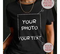 Cadeaux personnalisés grande taille, comprenant des t-shirts pour femmes. Vous pouvez choisir d'ajouter du texte et des images (selfie/paysage/photo de famille/amis/photo de couple/motif/animaux de co