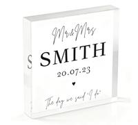Cadeaux personnalisés Mr & Mrs - Souvenir de mariage en acrylique - Cadeau pour premier anniversaire de mariage - The Day We Said I Do