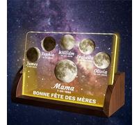 Cadeaux PersonnaliséS pour La FêTe des MèRes - Veilleuse LED PersonnaliséE avec Phases De Lune Et Date, Cadeaux d'anniversaire pour Maman,éPouse, Fille, Fils, Mari, Cadeaux pour Maman (Style 12-Mama)