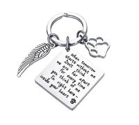 Cadeaux Pet Commémoratif,Porte-clés Commémoratif Pour Animaux de Compagnie en Acier Inoxydable Porte-clés Chien Chat Avec Ange et Pattes Pendentif Clé Sympathie Souvenir Cadeau