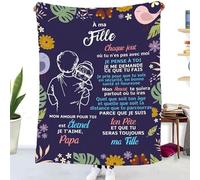 Cadeaux Plaid d'anniversaire pour à ma Fille, Couverture Personnalisé Doux pour Offrir à Son Fille de la Part de Papa, Idée Cadeau Insolite Utile pour Un Noel Une Fête Un Mariage