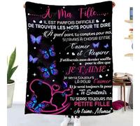 Cadeaux Plaid d'anniversaire pour à ma Fille, Couverture Personnalisé Doux pour Offrir à Son Fille de la Part de Maman, Idée Cadeau Insolite Utile pour Un Noel Une Fête Un Mariage