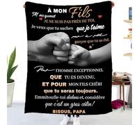 Cadeaux Plaid d'anniversaire pour à ma Fils, Couverture Personnalisé Doux pour Offrir à Son Fils de la Part de Papa, Idée Cadeau Insolite Utile pour Un Noel Une Fête Un Mariage