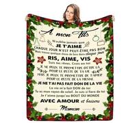 Cadeaux Plaid d'anniversaire pour à ma Fils, Couverture Plaid Personnalisée Doux pour à ma Fils, Couverture Message Lettre en Français Idée Cadeau Noël - Encourager Et Aimer