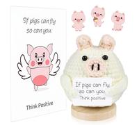 Cadeaux positif Pocket Hug Cochon avec carte d'énergie et socle, mini figurines de motivation, cadeaux de bonne chance pour meilleure amie