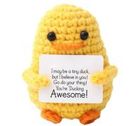 Cadeaux positifs de canard - Poupée au crochet Ducks | Poupée de canard en tricot émotionnel doux | 2,95 x 1,97 x 1,97 pouces Jaune - Mini animal tricoté avec cartes faites à la main motivant bonne