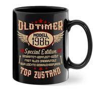 Cadeaux pour 40e anniversaire hommes, 1986 édition spéciale tasse à café comme cadeau d'anniversaire, tasse 40e anniversaire cadeau pour homme amis collègue pour anniversaire, fête des pères, noir