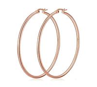 Cadeaux pour elle - Grandes boucles d'oreilles créoles en argent sterling S925 de 2 mm d'épaisseur - Hypoallergéniques - Ne ternissent pas - Légères - 20/30/40/50/60/70 mm, Argent sterling, Pas de
