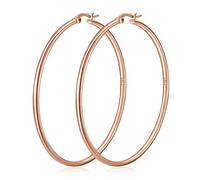 Cadeaux pour elle - Grandes boucles d'oreilles créoles en argent sterling S925 de 2 mm d'épaisseur - Hypoallergéniques - Ne ternissent pas - Légères - 20/30/40/50/60/70 mm, Argent sterling, Pas de