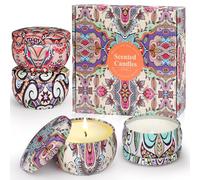 Cadeaux pour Femme,Bougies Parfumées Ensemble Cadeau 4 Pièces,Cadeaux de Noël pour Fille Femmes, pour Petite Amie, Maman,4 Senteurs Florales, Bougies en Cire de Soja