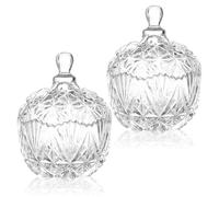 Cadeaux pour Femme Porte cotons en Verre avec Couvercle Idée Cadeau Anniversaire Maison Décoration Chic Range Maquillage Organisateur Salle de Bain Pot à Pharmacie Accessoires Déco Vanité et Chambre