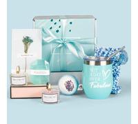 Cadeaux pour femme - Tasse à vin en acier inoxydable avec bougie parfumée et chaussettes - 30, 40, 50 ans - Cadeau d'anniversaire pour petite amie, sœur, maman, cadeau de Noël