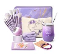 Cadeaux pour femmes, cadeau d'anniversaire pour maman, sœur, meilleure amie : bombe de bain, trousse de maquillage, 12 pinceaux de maquillage, bracelet, Saint-Valentin, Fête des Mères, Noël.