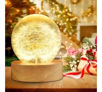 Cadeaux Pour Femmes Et Enfants - Veilleuse En Boule De Cristal De 6 Cm - Décoration - Cadeau Pour Maman - Veilleuse Avec Socle En Bois - Cadeau D'anniversaire Personnalisé Pour Filles Et Garçons.