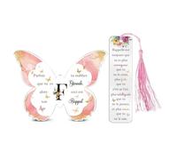 Cadeaux pour Femmes Fille Amie Soeur 26 Alphabets A à Z lettres Maman Tante Papillon Plaque Marque-pages Acrylique 2 Pièces Anniversaire Marraine Fête des Mères Souvenir Noël Cadeau Bureau Signes (F)