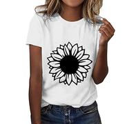 Cadeaux pour Femmes HUIFUAO Tee Shirt Femme Manche Courte Blanc Haut Chic et Elegant Chemise et Blouses Grande Taille Basique Tunique (A07-White #1, XL) Womens Black and White Striped Shirt