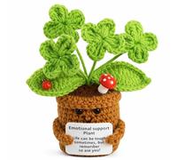 Cadeaux pour Femmes Positive Fleur Crochet Pocket Hug Trèfle à Quatre Feuilles Crochet à la Main Cadeau Positif Positive Fleur Cadeau Message Positif Fleurs pour la Famille, Les Amis, Collègues