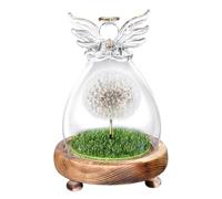 Cadeaux pour Femmes, réalisateur de souhaits, véritable Pissenlit dans Un Verre, Figurines d'ange, Cadeau d'anniversaire, Mariage, fête des mères, Noël pour Maman, Petite Amie, sœur, Fille (Blanc)