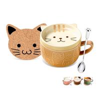 Cadeaux pour Femmes: Tasse à Café Drôle avec Couvercle - Chats Kawaii Mignons pour Amoureux des Chats, Filles, Enfants - Idée Cadeau Noël et Anniversaire