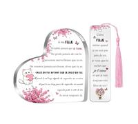Cadeaux Pour Fille Femmes Cadeaux D'anniversaire Panneaux Forme De Cœur Marque-pages Ensemble 2 Pièces Plaques Inspirantes Diplôme Noël Souvenirs Personnalisés Chat Pour Elle Ma Fille De Papa Maman
