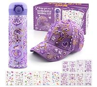 Cadeaux pour Filles 4 5 6 7 8 9 10 11 Ans DIY Casquette de baseball et Bouteille d'eau, Kit de Bricolage pour Enfants avec Sticker Licorne Strass, Retour à L'école Anniversaire Cadeau Filles