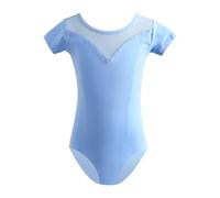 Cadeaux pour filles de 13 ans - Robe de danse Performance Tutu - Tenue à manches courtes - Ensemble pour ballet jazz concert - Âge 1 à 14 ans - 128 velours côtelé, bleu, 5-6 ans