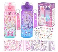 Cadeaux pour filles de 4, 5, 6, 7, 8, 9, 10, 11, 12 ans, gourde à personnaliser soi-même avec autocollants licorne diamant, rentrée des classes, cadeaux d'anniversaire pour filles, bouteilles d'eau à