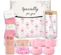 Cadeaux pour filles et adolescentes de 8, 9, 10, 11, 12, 13, 14, 15 ans et | Cadeau d'anniversaire avec trousse de maquillage en verre, chaussettes, bandeau, bracelet, pinceaux, coffret cadeau pour