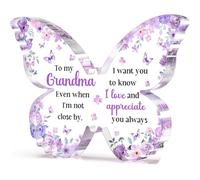 Cadeaux pour grand-mère, plaque unique en acrylique violet papillon décoration de bureau, cadeaux pour grand-mère, anniversaire, fête des mères, Thanksgiving, fête des grands-parents pour grand-mère