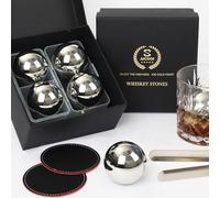 Cadeaux pour homme et papa - Pierres à whisky réutilisables en métal et acier - Pour lui ou mari, éléphant blanc - Cadeau de Noël amusant (4 grandes boules)