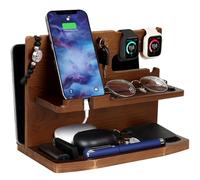 Cadeaux pour homme - Organiseur de bureau ou de table de chevet - Station d'accueil en bois pour téléphone - Cadeaux d'anniversaire pour mari, fête des pères pour papa - Idée d'anniversaire de la part