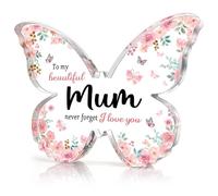 Cadeaux pour maman, cadeaux d'anniversaire pour maman, plaque en acrylique en forme de papillon, cadeaux pour maman, cadeaux pour maman à ma belle maman (rose)