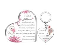 Cadeaux Pour Maman Enseignes Fête Des Mères Présents Belle Maman Cœur Acrylique Plaques Bureau Porte-clés Décoration Anniversaire Noël Souvenirs Pour Femmes Famille Je T'aime Aujourd'hui Demain