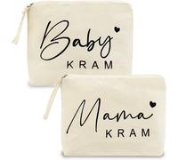 Cadeaux Pour Maman Et Naissance - Lot De 2 - Cadeau Respirant Et Doux - Trousse De Maquillage Durable - Cadeau De Fête Prénatale - Sac Pour Cosmétiques Et Petits Jouets, Crème, Tendance