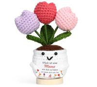 Cadeaux pour maman, mignon Noël, fête des mères et cadeaux d'anniversaire, figurine de jouet pour maman, fleurs positives tricotées, poupée au crochet, cadeaux pour maman de fille et fils, violet rose