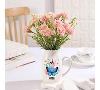 Cadeaux pour Maman Vase à Fleurs personnalisé, 1-8 Noms Papillons Vase à Fleurs Décoration Cadeaux pour Maman Femme Grand-mère Fête des Mères Anniversaire (1 Nom)