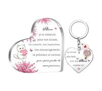 Cadeaux Pour Meilleure Amie Enseignes Noël Amies Apprécier Présents Beaux Cœur Acrylique Plaques De Bureau Porte-clés Décoration Anniversaire Collègues Retraite Souvenirs Femmes Jolis Étiquette