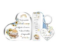 Cadeaux Pour Professeur Journée Enseignants Élèves Enseignes De Cœur Marque-page Porte-clés Ensemble 3PC D'anniversaire Graduation Noël Hommes Prof Retraite Appréciation Tournesol Merci Souvenirs