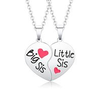 Cadeaux pour sœur de la part d'une sœur - Colliers en acier inoxydable avec pendentif en forme de cœur assorti Big Sis & Little Sis & Middle Sis | Cadeaux d'anniversaire pour sœur | Cadeaux pour 2