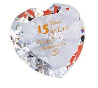 Cadeaux romantiques en cristal pour 15e anniv. mariage, épouse, petite amie, presse-papiers cœur