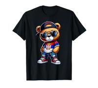Cadeaux serbes drôles et chemises des Balkans Ours en peluche serbe mignon avec drapeau de Serbie T-Shirt Noir Unisexe S Graphique Coupe classique Manche courte Col roulé Petit