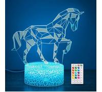 Cadeaux sur le thème des chevaux pour filles : lampe 3D illusion géométrique cheval 16 couleurs avec té VEILLEUSE HORS PUERICULTURE