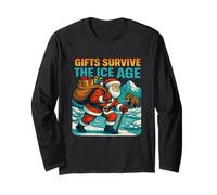 Cadeaux Survive The Ice Age Glacial Santa Xmas Manche Longue