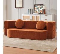 CADEHUB Canapé de Compression Pliable CAMA, canapé modulaire, Tissu tissé, canapés sectionnels pour Le Salon, Petits canapés pour Petits espaces, lit de Couchage de siège d'amour Orange 150cm/59.1in