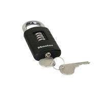 Master Lock – Cadenas 656EURDBLK – Aluminium 40 mm, combinaison frontale 4 chiffres, clé de secours