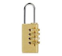 Cadenas à 4 Chiffres Réinitialisable pour Bagages et Casiers | Cuivre et Acier, Couleur Or, Verrouillage à Combinaison, Usage pour Paquet et Rangement Sécurisé