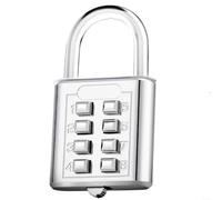 Cadenas à 8 chiffres en alliage de zinc pour boîte à outils, casier et utilisation de voyage (argent)