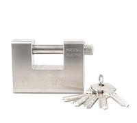 Cadenas à anse longue en acier inoxydable, Cadenas avec 5 clés, étanche à la rouille, corps de 74 mm à 94 mm, anse de 12,8 mm(74mm)